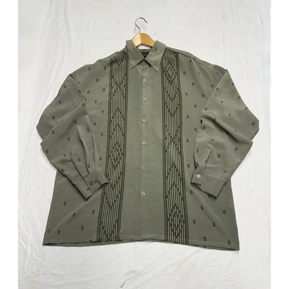 Vintage Monzini Collection Men’s XL Button Down geometric print made in USA  90s